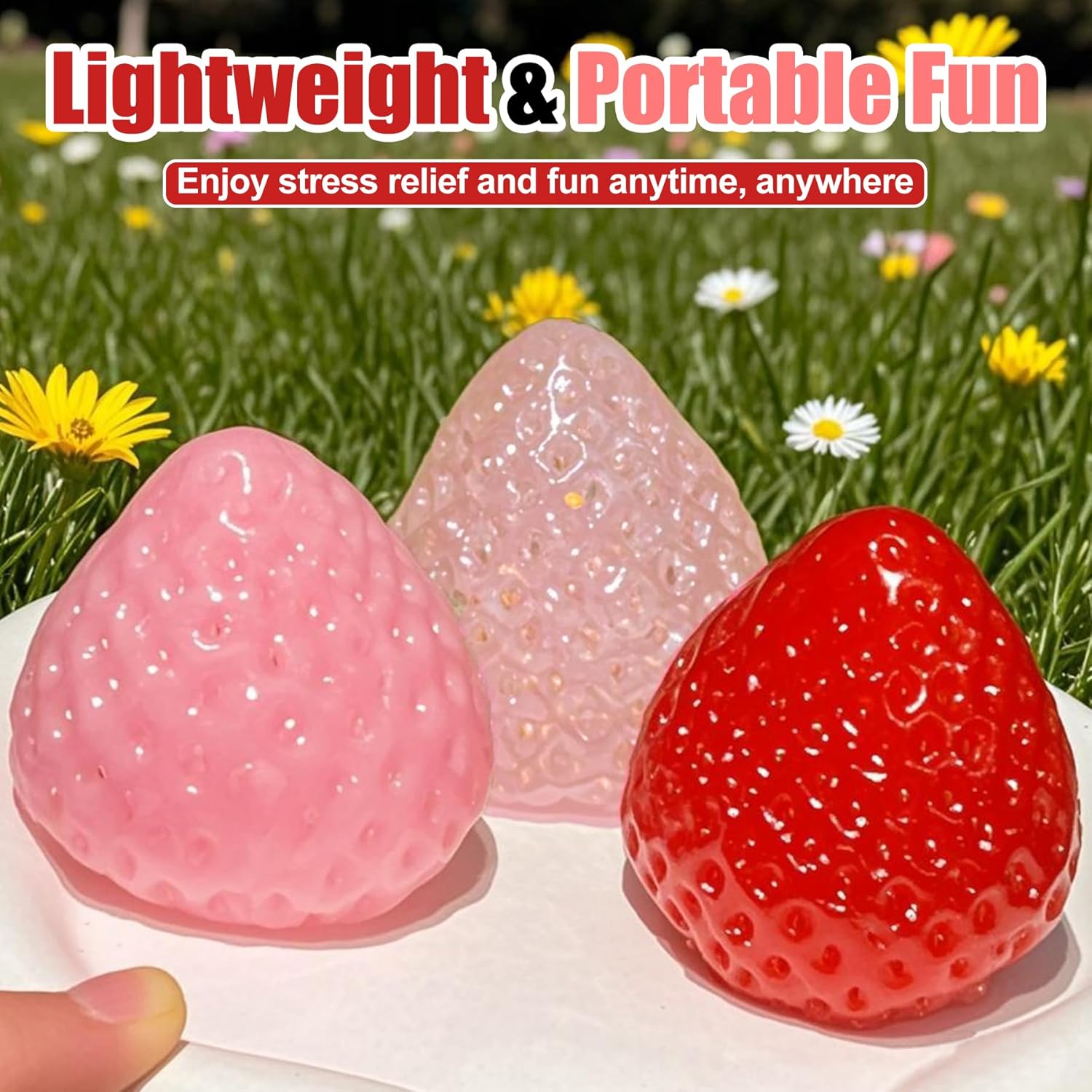 3Pcs Big Taba Squishies Strawberry. Cute Strawberry Squeeze Toys. Upgrade Fruit Squishies. Kawaii Sticky Stress Toy. Clear Fidget Toys. Valentines Gift for Kids. Teen Boys Girls Birthday Gift Ideas - Image 3