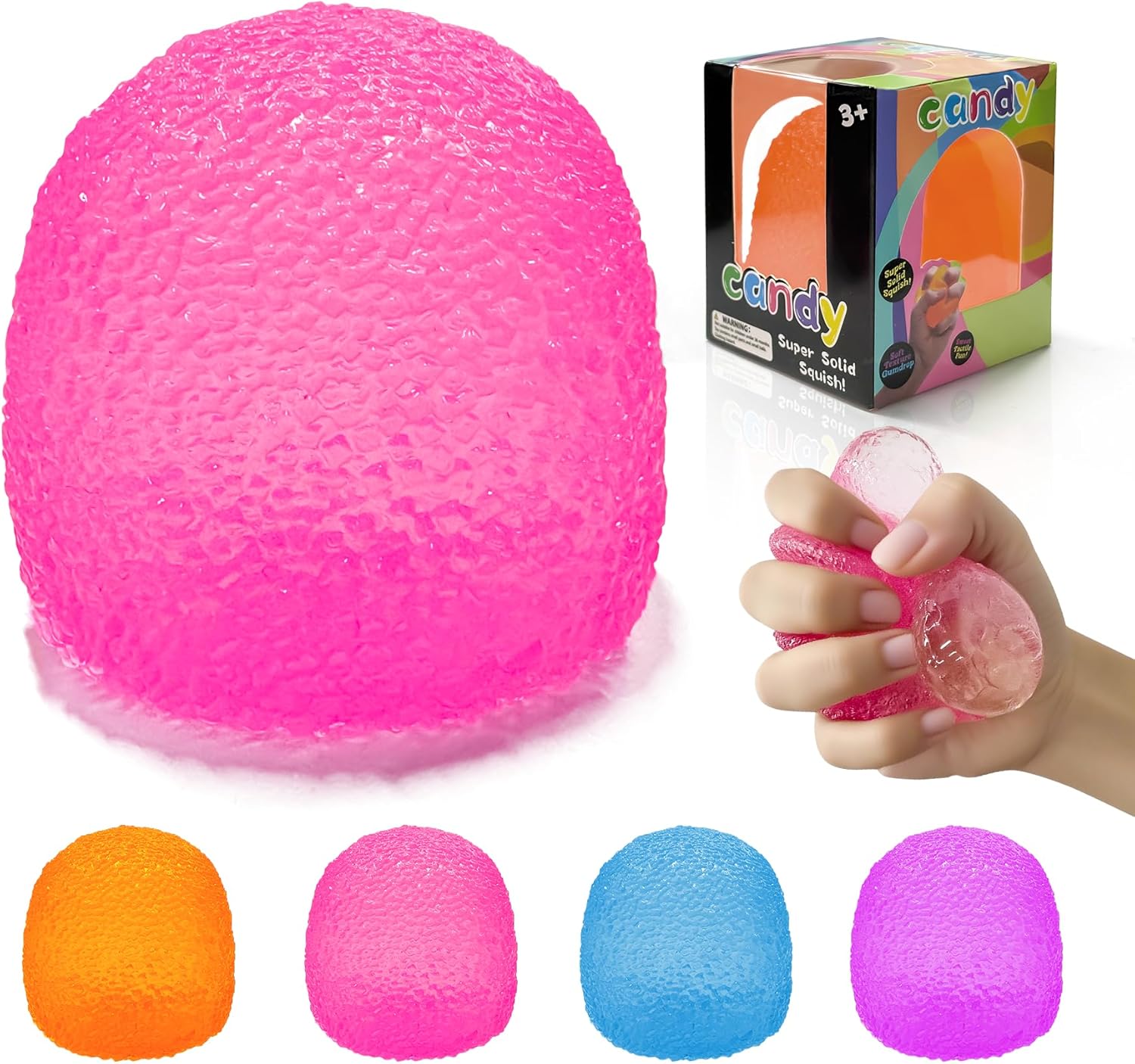 Stress Balls-Gumdrop Squishy Stress for Kids and Adults. Super Solid Squeeze Ball. Sensory for Stress Relief. Birthday. Easter Basket Stuffers and Party Favors(Pink)