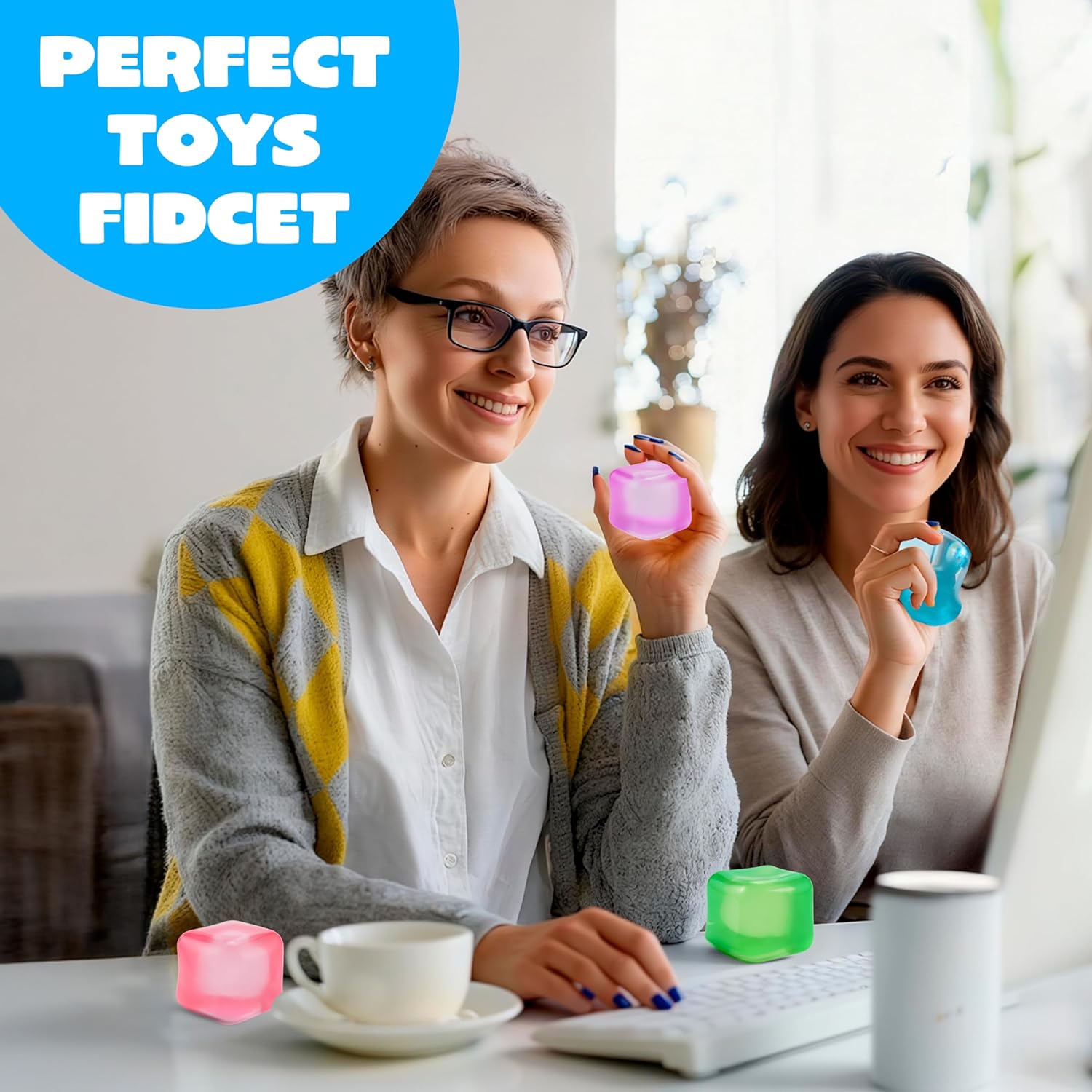 JOYIN 4 Pack Stress Cube. 2'' High Density Cube Fidget Toy. Stress Relief with Slow Rising Sensory Squishy Toys for Kids Adults. Birthday Gifts. Party Favors. Classroom Prizes for Boys Girls - Image 8