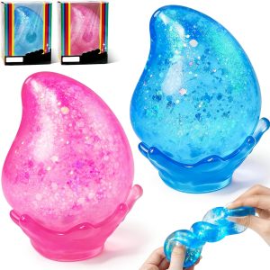 2 Pcs Stress Balls. Water Drop Squishies Squeeze Toys. Stress Relief Fidget Sensory Toy for Kids with Autism. Nice Stress Cube-Drop Gifts for Anxiety Relief Office Easter Birthday (Blue&Pink)