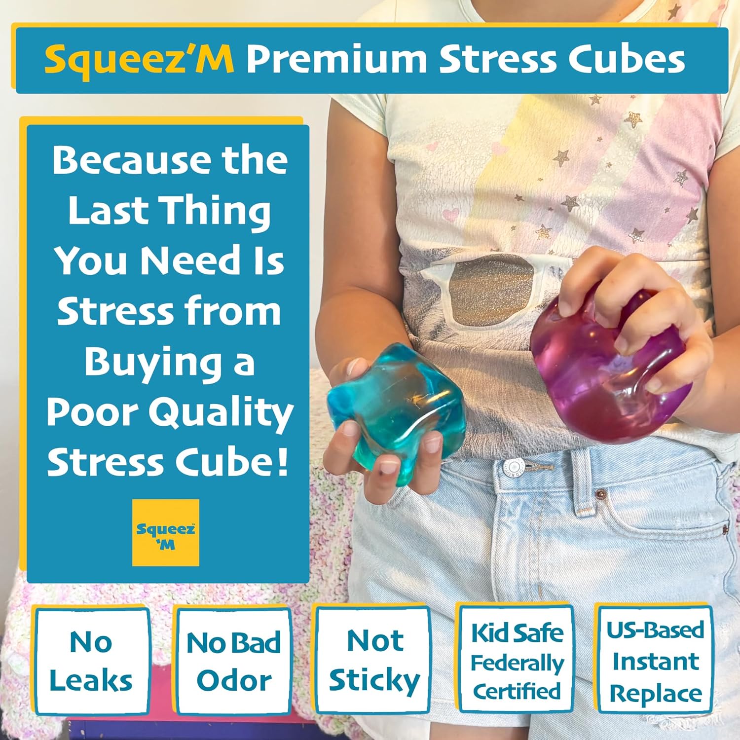Premium Big Block Squeez'M Cube ?C 35% Larger Than The Standard Squishy Cube. Toy for Kids & Adults - Sensory Fidget for Stress Relief. Focus & Play ?C Colorful. Durable. Gift-Ready ?C ASTM Certified 3+ - Image 2